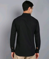 *💞💞 MEN'S PRIMIUM LOOKING FULL SLEEVE WAFFLE FABRIC SHIRT* Black - Black, S