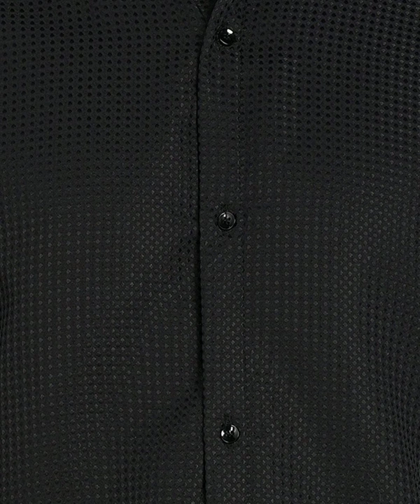 *💞💞 MEN'S PRIMIUM LOOKING FULL SLEEVE WAFFLE FABRIC SHIRT* Black - Black, S