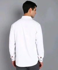 *💞💞 MEN'S PRIMIUM LOOKING FULL SLEEVE WAFFLE FABRIC SHIRT* White - M
