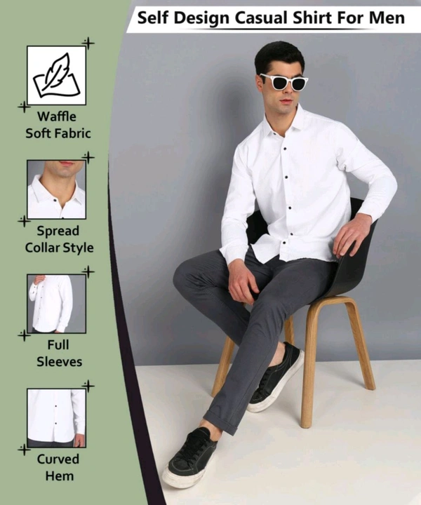 *💞💞 MEN'S PRIMIUM LOOKING FULL SLEEVE WAFFLE FABRIC SHIRT* - XXL