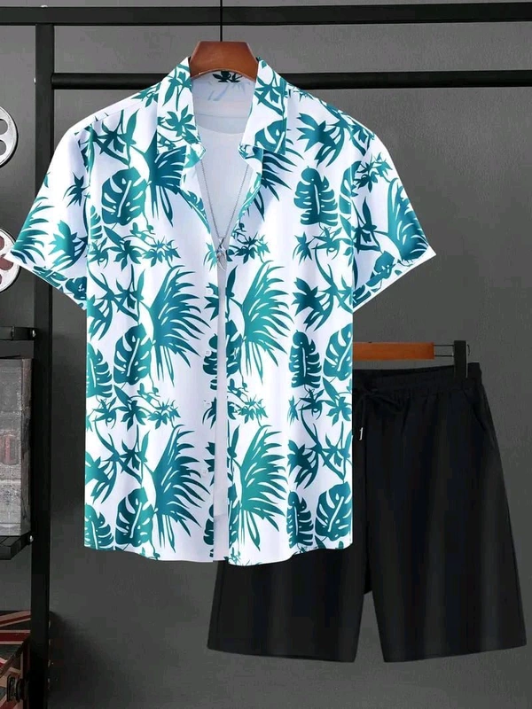 *🤩 SPECIAL SUMMER 🏝️ MEN'S DIGITAL PRINTED BEACH AND NIGHT WEAR* Shirt+Short 💘 - L