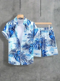 *🤩 SPECIAL SUMMER 🏝️ MEN'S DIGITAL PRINTED BEACH AND NIGHT WEAR* Shirt+Short 💘 - M