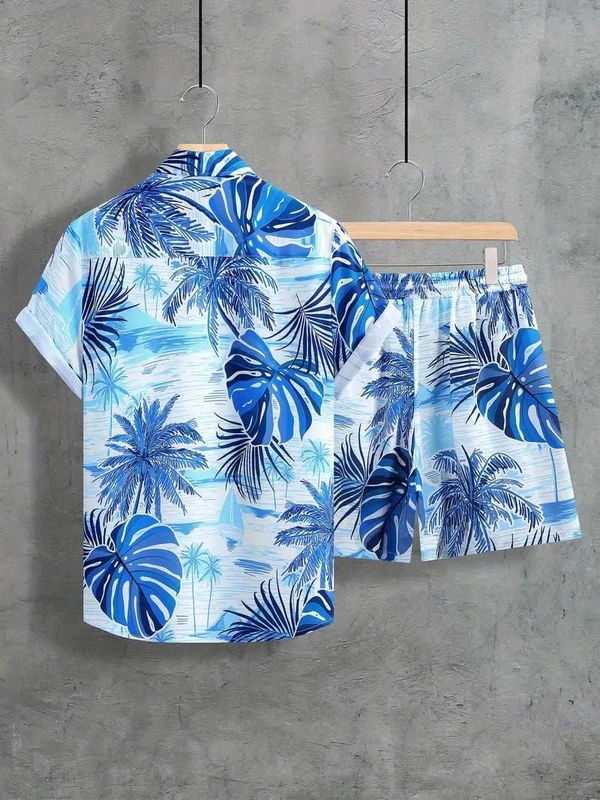 *🤩 SPECIAL SUMMER 🏝️ MEN'S DIGITAL PRINTED BEACH AND NIGHT WEAR* Shirt+Short 💘 - L