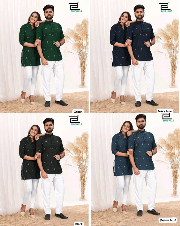 Same matching exclusive printed Short kurta  and Top pattern.* For Couple  - XL, Green
