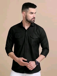 Black Double Pocket Shirt Regular Use For Men *✨ DAILY WEAR FORMAL COLLECTION 🌟* - XL