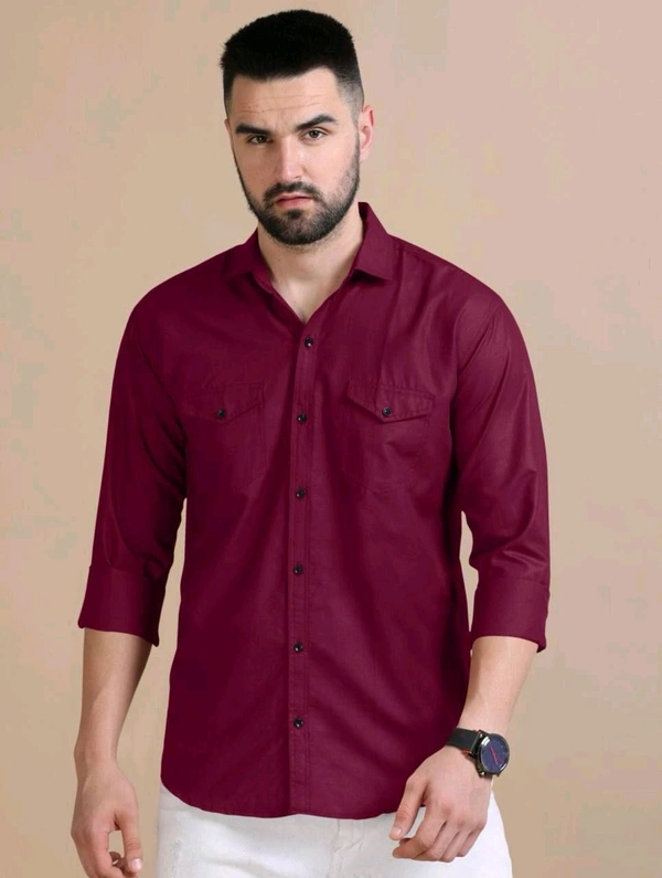 Maroon Double Pocket Shirt Regular Use For Men *✨ DAILY WEAR FORMAL COLLECTION 🌟* - XL