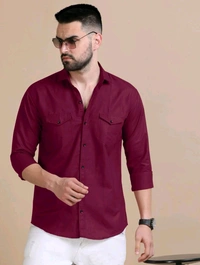 Maroon Double Pocket Shirt Regular Use For Men *✨ DAILY WEAR FORMAL COLLECTION 🌟* - XL