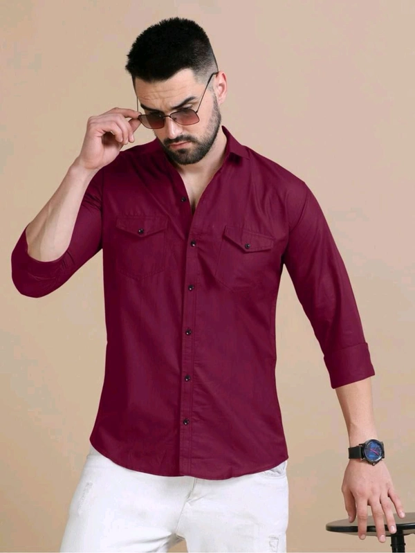 Maroon Double Pocket Shirt Regular Use For Men *✨ DAILY WEAR FORMAL COLLECTION 🌟* - XL
