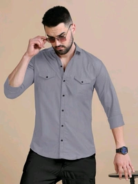 Double Pocket Shirt Regular Use For Men *✨ DAILY WEAR FORMAL COLLECTION 🌟* - L