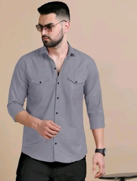  Double Pocket Shirt Regular Use For Men *✨ DAILY WEAR FORMAL COLLECTION 🌟* - L