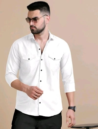 White Double Pocket Shirt Regular Use For Men *✨ DAILY WEAR FORMAL COLLECTION 🌟* - XL