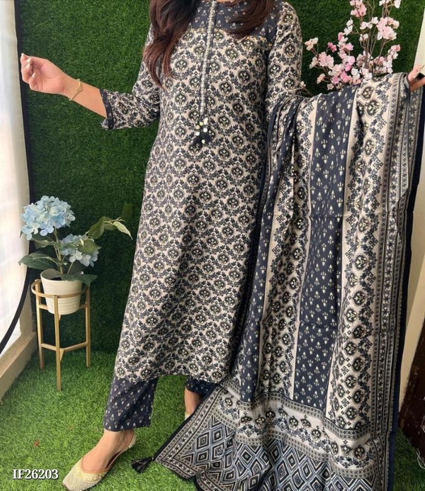 Pure Fine Reyon Kurti Pant Dupatta - XXL
