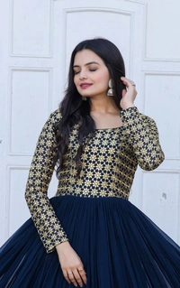 Party Gown Ka1034 Navy - Navy Blue, Free Upto 44