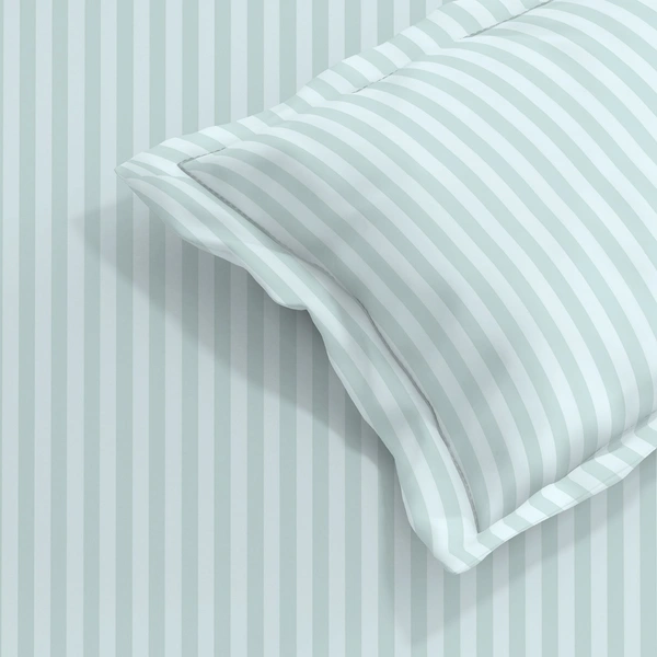 MORADO Premium Glace Cotton Stripe Single Flat Bedsheet With 1Pillow Cover for Home/Hotels/Guest House (60x90 Inches) - LightGrey