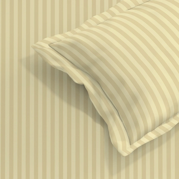 MORADO Premium Glace Cotton Stripe Double Fitted Bedsheet With 2 Pillow Covers for Home/Hotels/Guest House (72x78x8) Inches-Beige