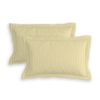 MORADO Premium Glace Cotton Stripe Double Fitted Bedsheet With 2 Pillow Covers for Home/Hotels/Guest House (72x78x8) Inches-Beige