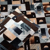 Morado Single Bed Flannel Fabric Quilt/Duvet/Rajai/Blanket Cover for Winters | Warm & Soft | 190 GSM | 60x90 Inches (BlueGreyCross) - Brown Beige Blocks, Single Duvet Cover