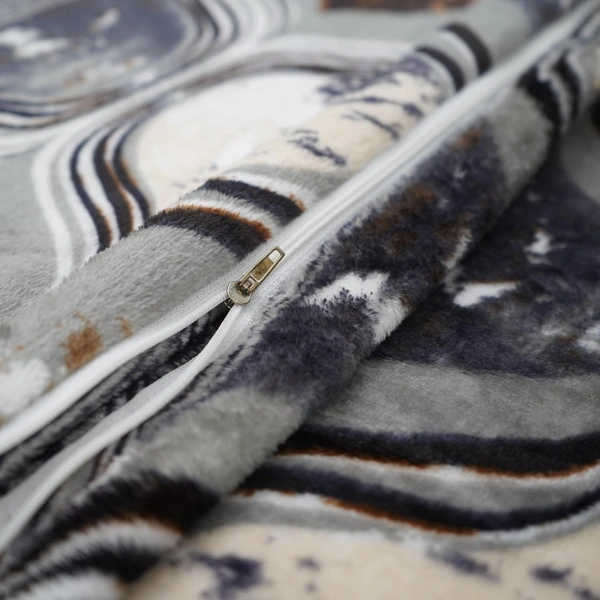 Morado Single Bed Flannel Fabric Quilt/Duvet/Rajai/Blanket Cover for Winters | Warm & Soft | 190 GSM | 60x90 Inches (GreySandClock) - Gray Beige Blocks