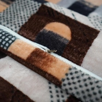 Morado Single Bed Flannel Fabric Quilt/Duvet/Rajai/Blanket Cover for Winters | Warm & Soft | 190 GSM | 60x90 Inches (BlueGreyCross) - Brown Beige Blocks, Single Duvet Cover