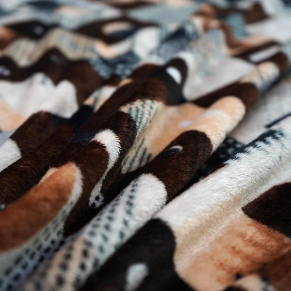 Morado Single Bed Flannel Fabric Quilt/Duvet/Rajai/Blanket Cover for Winters | Warm & Soft | 190 GSM | 60x90 Inches (BlueGreyCross) - Brown Beige Blocks, Single Duvet Cover