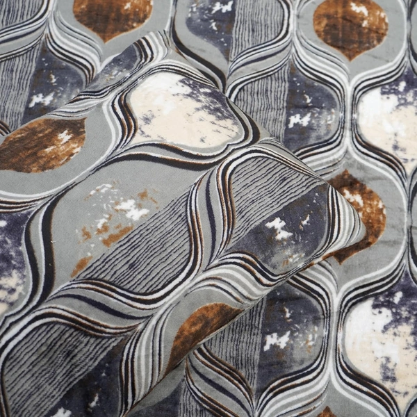 Morado Single Bed Flannel Fabric Quilt/Duvet/Rajai/Blanket Cover for Winters | Warm & Soft | 190 GSM | 60x90 Inches (GreySandClock) - Gray Beige Blocks