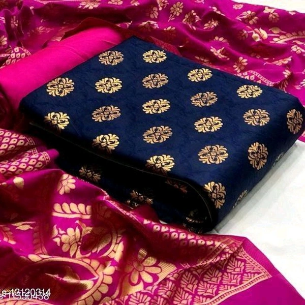 Silk Chudi Materials - blue with pink