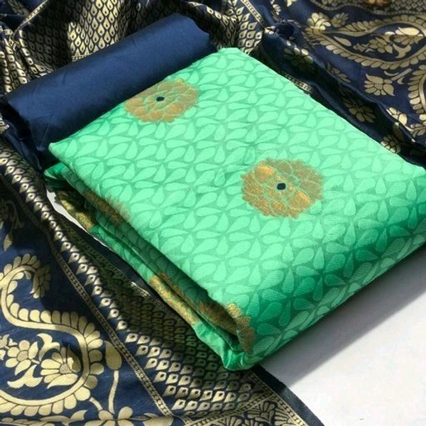 Silk Chudi Materials - green with blue