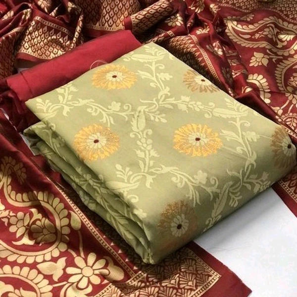 Silk Chudi Materials - golden with red 