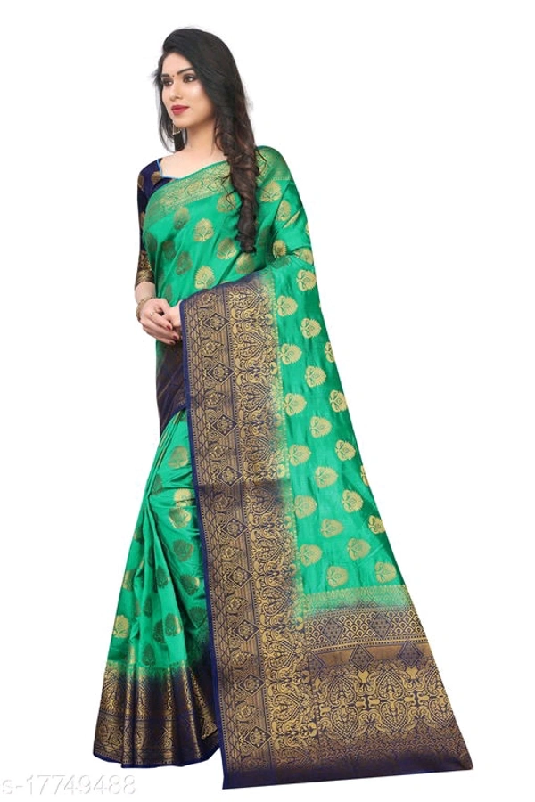 Charvi Silk Saree - green with blue, free size