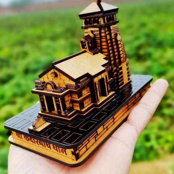 Wooden Kedarnath Temple - 14x8x10 cm