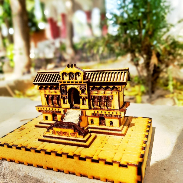 Wooden Badrinath Temple  - 14x8x10 cm