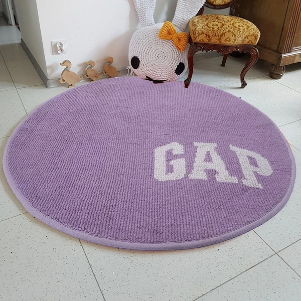 LUXE HOME INTERNATIONAL Bath mat Soft Cotton Round Rug for Bathroom, Bedroom, Living Room - 2x2 ft, Purple
