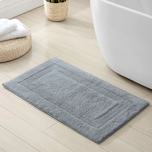 LUXE HOME INTERNATIONAL Bath Mat Cotton Super Soft Absorbent Paris Mat, Hotel Bath Mat for Bathroom, Kitchen, Doormat, Floor mat - 40x60 cm, Silver