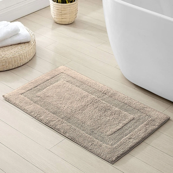 LUXE HOME INTERNATIONAL Bath Mat Cotton Super Soft Absorbent Paris Mat, Hotel Bath Mat for Bathroom, Kitchen, Doormat, Floor mat - 40x60 cm, Walnut