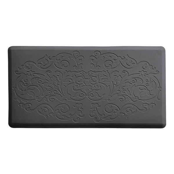 LUXE HOME INTERNATIONAL Anti-Fatigue (45x75 cm) Kitchen Mat – Cushioned Support, Stylish and Durable, Easy to Clean, Non-Slip Bottom – Ideal for Kitchen, Desk, Laundry, Garage - 45x75 cm, Black