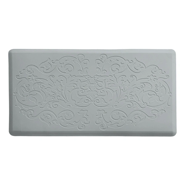 LUXE HOME INTERNATIONAL Anti-Fatigue (45x75 cm) Kitchen Mat – Cushioned Support, Stylish and Durable, Easy to Clean, Non-Slip Bottom – Ideal for Kitchen, Desk, Laundry, Garage - 45x75 cm, Silver