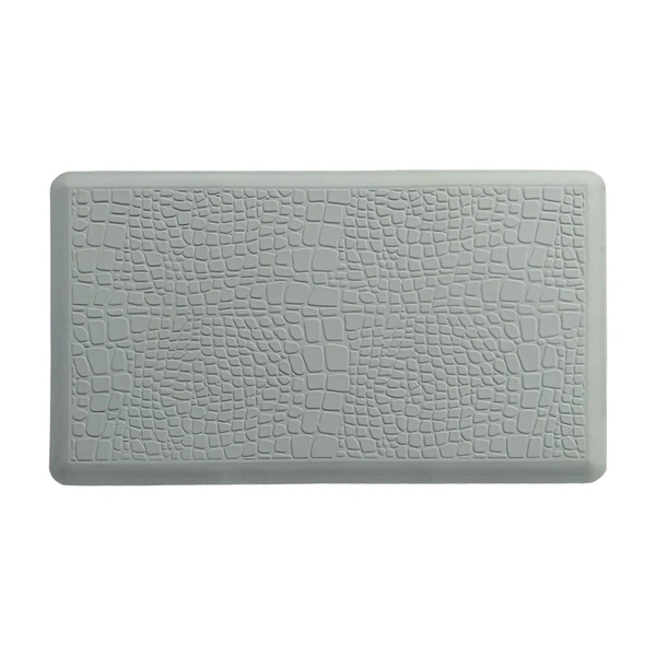 LUXE HOME INTERNATIONAL Anti-Fatigue (45x75 cm) Kitchen Mat – Cushioned Support, Stylish and Durable, Easy to Clean, Non-Slip Bottom – Ideal for Kitchen, Desk, Laundry, Garage - 45x75 cm, Silver