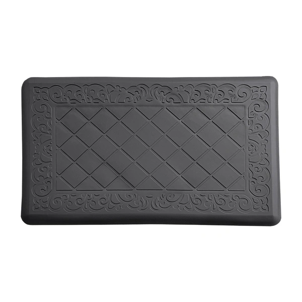 LUXE HOME INTERNATIONAL Anti-Fatigue (45x75 cm) Kitchen Mat – Cushioned Support, Stylish and Durable, Easy to Clean, Non-Slip Bottom – Ideal for Kitchen, Desk, Laundry, Garage - 45x75 cm, Black