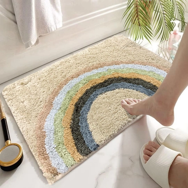 LUXE HOME INTERNATIONAL id's Bath Mat (40x60 cm) Bathroom Mat | Extra Soft and Absorbent Microfiber Bath Rugs, Non-Slip Plush Shaggy Bath Mat, Machine Wash Dry |Bathroom Floor, Door for Room - 40x60 cm, Rainbow
