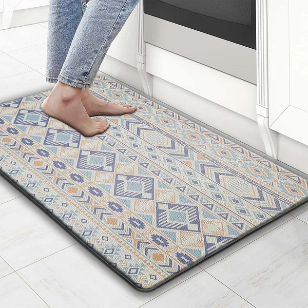 LUXE HOME INTERNATIONAL Anti-Fatigue Kitchen Mat Non-Slip Cushioned Comfort Mat - Geometric Pattern Standing Desk Mat - Waterproof and Easy to Clean for Home and Office - 45x75 cm, Multi