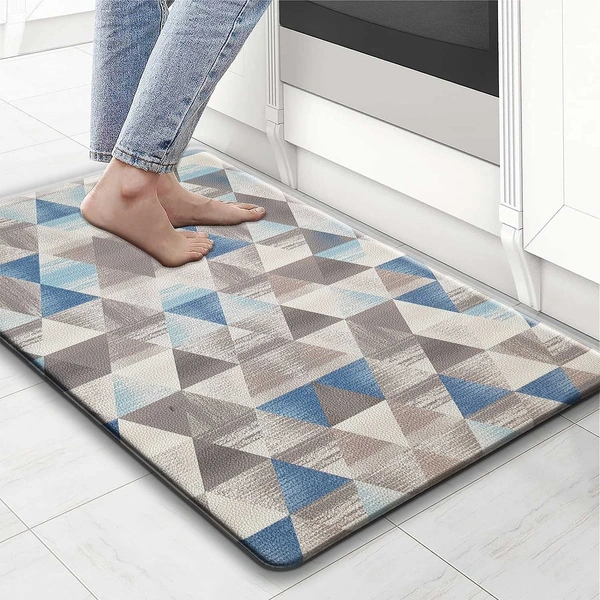 LUXE HOME INTERNATIONAL Anti-Fatigue Kitchen Mat Non-Slip Cushioned Comfort Mat - Geometric Pattern Standing Desk Mat - Waterproof and Easy to Clean for Home and Office - 45x75 cm, Geometrical