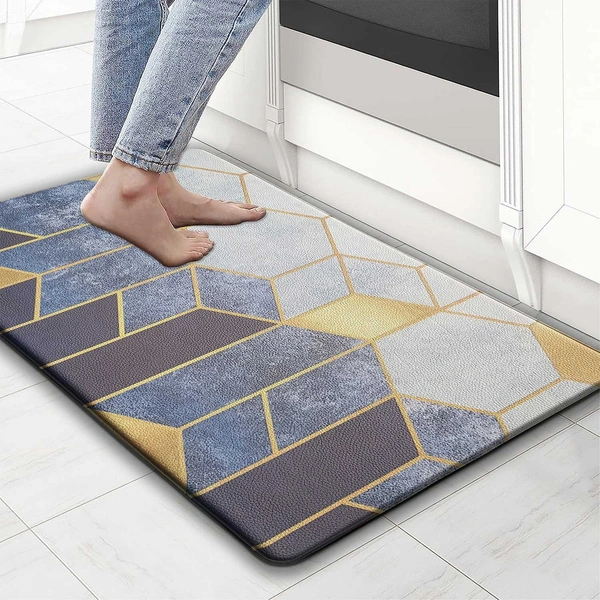 LUXE HOME INTERNATIONAL Anti-Fatigue Kitchen Mat Non-Slip Cushioned Comfort Mat - Geometric Pattern Standing Desk Mat - Waterproof and Easy to Clean for Home and Office - 45x75 cm, Cules