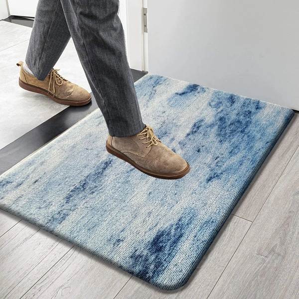 LUXE HOME INTERNATIONAL Cuba PVC Loop Utility Anti-Fatigue Indoor/Outdoor Mats for Home | Cushioned, Non Slip, Washable | Mat for Kitchen, Garage & More - 45x75 cm, Blue