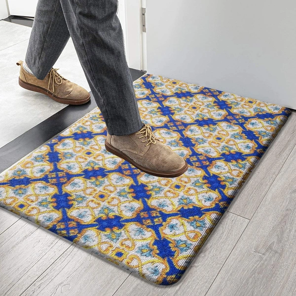 LUXE HOME INTERNATIONAL Cuba PVC Loop Utility Anti-Fatigue Indoor/Outdoor Mats for Home | Cushioned, Non Slip, Washable | Mat for Kitchen, Garage & More - 45x75 cm, Yellow
