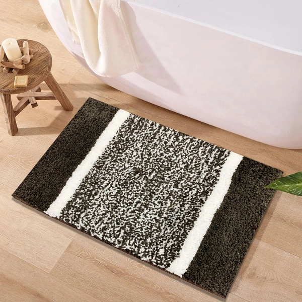 LUXE HOME INTERNATIONAL Riyo Bath Mat, Super Soft Microfibre 1800 Gsm, Non-Slip, Absorbent - Door Mat for Bathroom, Bedroom, Kitchen, Floor - Pack of 1 - 38x58 cm, Arabic Coffee