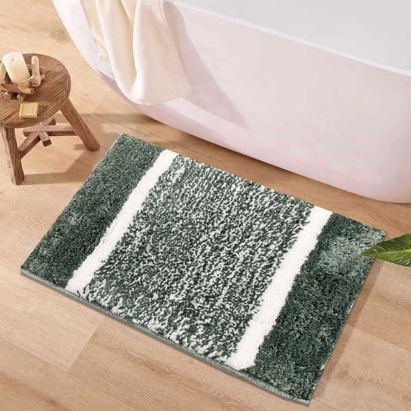 LUXE HOME INTERNATIONAL Riyo Bath Mat, Super Soft Microfibre 1800 Gsm, Non-Slip, Absorbent - Door Mat for Bathroom, Bedroom, Kitchen, Floor - Pack of 1 - 38x58 cm, Seige
