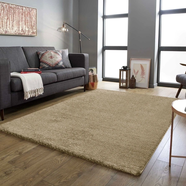 LUXE HOME INTERNATIONAL Ultra Soft Microfiber Area Rug - Non-Slip, Carpet for Living Room, Bedroom, and Home Decor - 4x6 Ft, Beige
