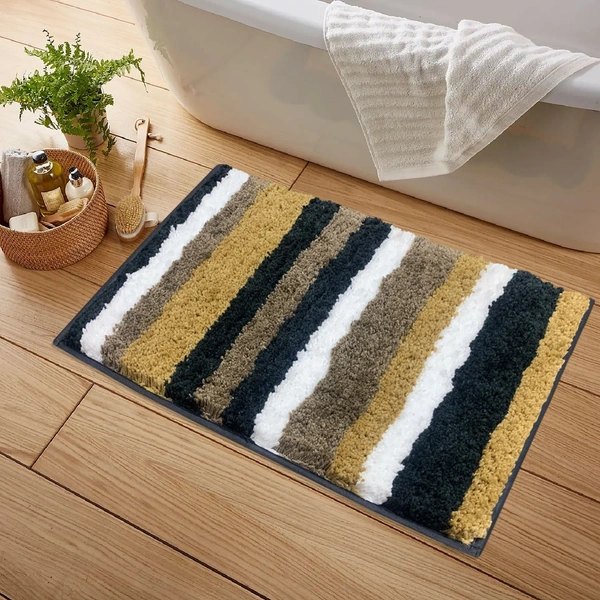 LUXE HOME INTERNATIONAL Bathmat Italia Microfiber 2500 GSM Anti-Skid Super Soft ( Anthra , 40 Cm x 60 Cm , Pack of 1 ) - 40x60 cm, Anthra