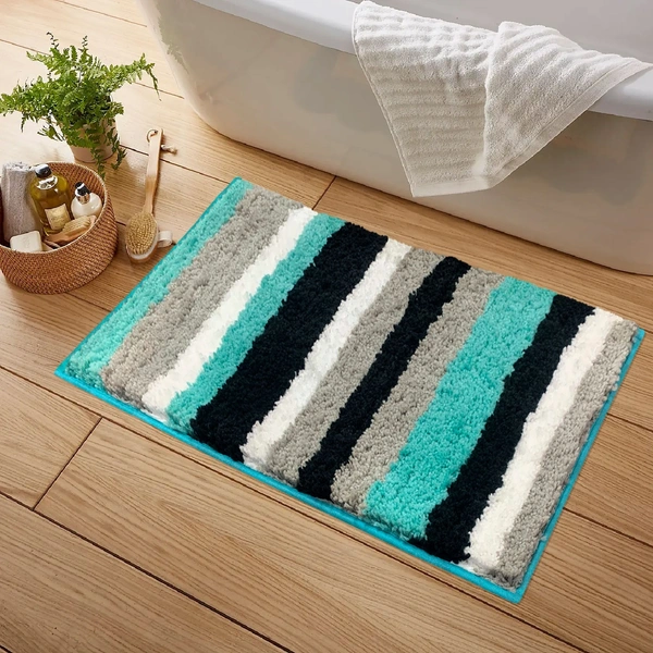 LUXE HOME INTERNATIONAL Bathmat Italia Microfiber 2500 GSM Anti-Skid Super Soft ( Aqua , 40 Cm x 60 Cm , Pack of 1 ) - 40x60 cm, Aqua
