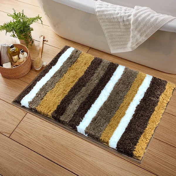 LUXE HOME INTERNATIONAL Bathmat Italia Microfiber 2500 GSM Anti-Skid Super Soft ( A.Gold , 40 Cm x 60 Cm , Pack of 1 ) - 40x60 cm, Anti Gold